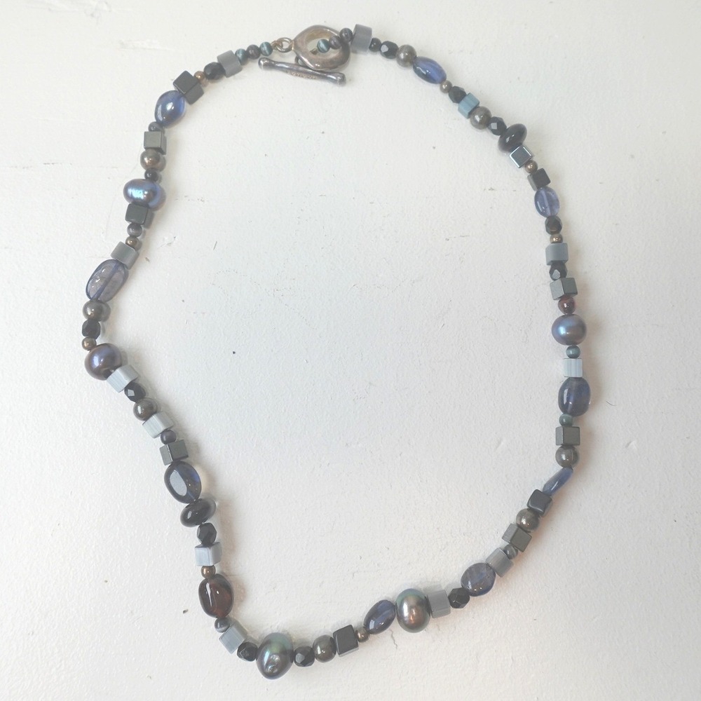 Vintage Tateossian London Sterling Silver Necklace Multi-Beaded Choker Jewelry